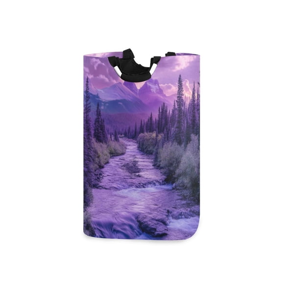 Laundry Basket Laundry Hampers 12.6*11* 22.7 Inch Storage Basket Laundry Hampers is Lightweight and Foldable Purple Forest