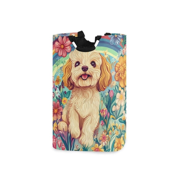 Laundry Basket Laundry Hampers 12.6*11* 22.7 Inch Storage Basket Laundry Hampers is Lightweight and Foldable Rainbow Dog Pattern
