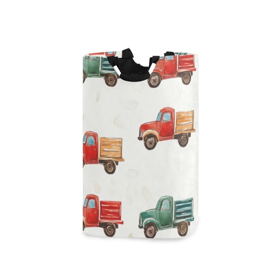 Laundry Basket Laundry Hampers 12.6*11* 22.7 Inch Storage Basket Laundry Hampers is Lightweight and Foldable Red Cartoon Truck