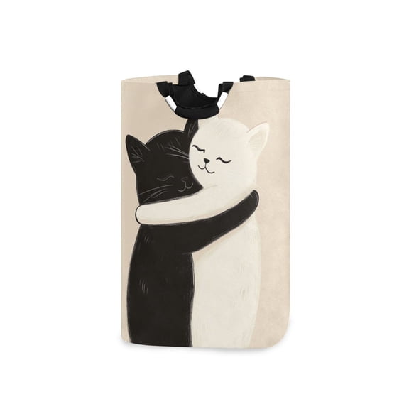 Laundry Basket Laundry Hampers 12.6*11* 22.7 Inch Storage Basket Laundry Hampers is Lightweight and Foldable Two Cats Hugging