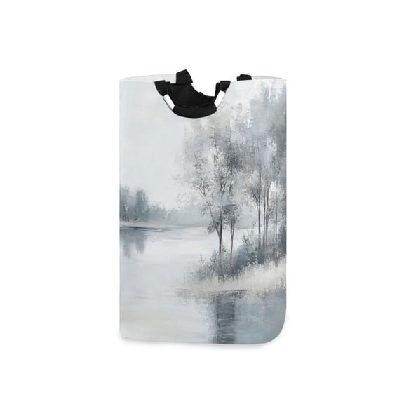 Laundry Basket Laundry Hampers 12.6*11* 22.7 Inch Storage Basket Laundry Hampers is Lightweight and Foldable White-grey Woods