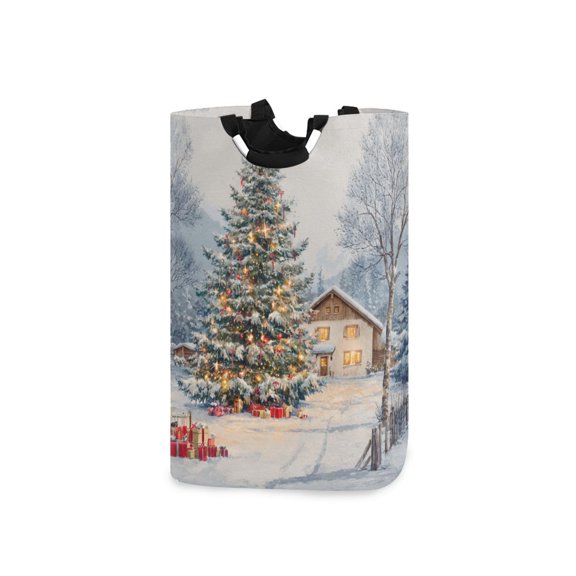 Laundry Basket Laundry Hampers Storage Basket Store Clothes Lightweight and Foldable Beautiful Christmas Snow