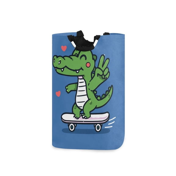 Laundry Basket Laundry Hampers Storage Basket Store Clothes Lightweight and Foldable Cartoon Crocodile Skateboard