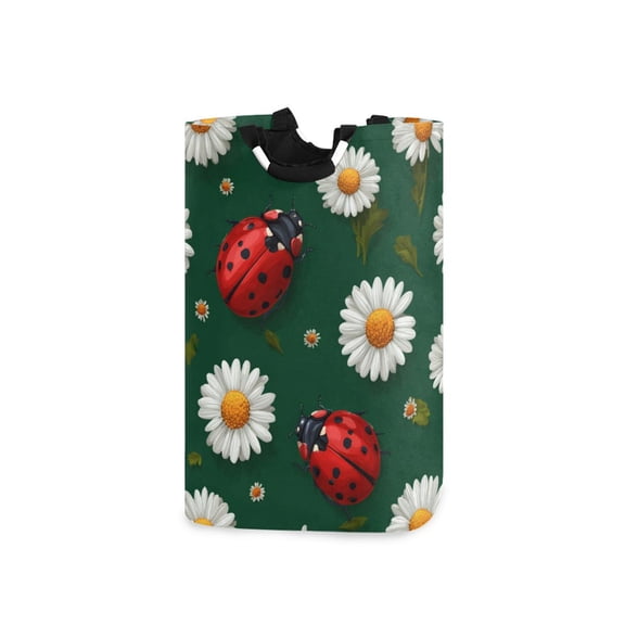 Laundry Basket Laundry Hampers Storage Basket Store Clothes Lightweight and Foldable Cute Ladybug White Daisy