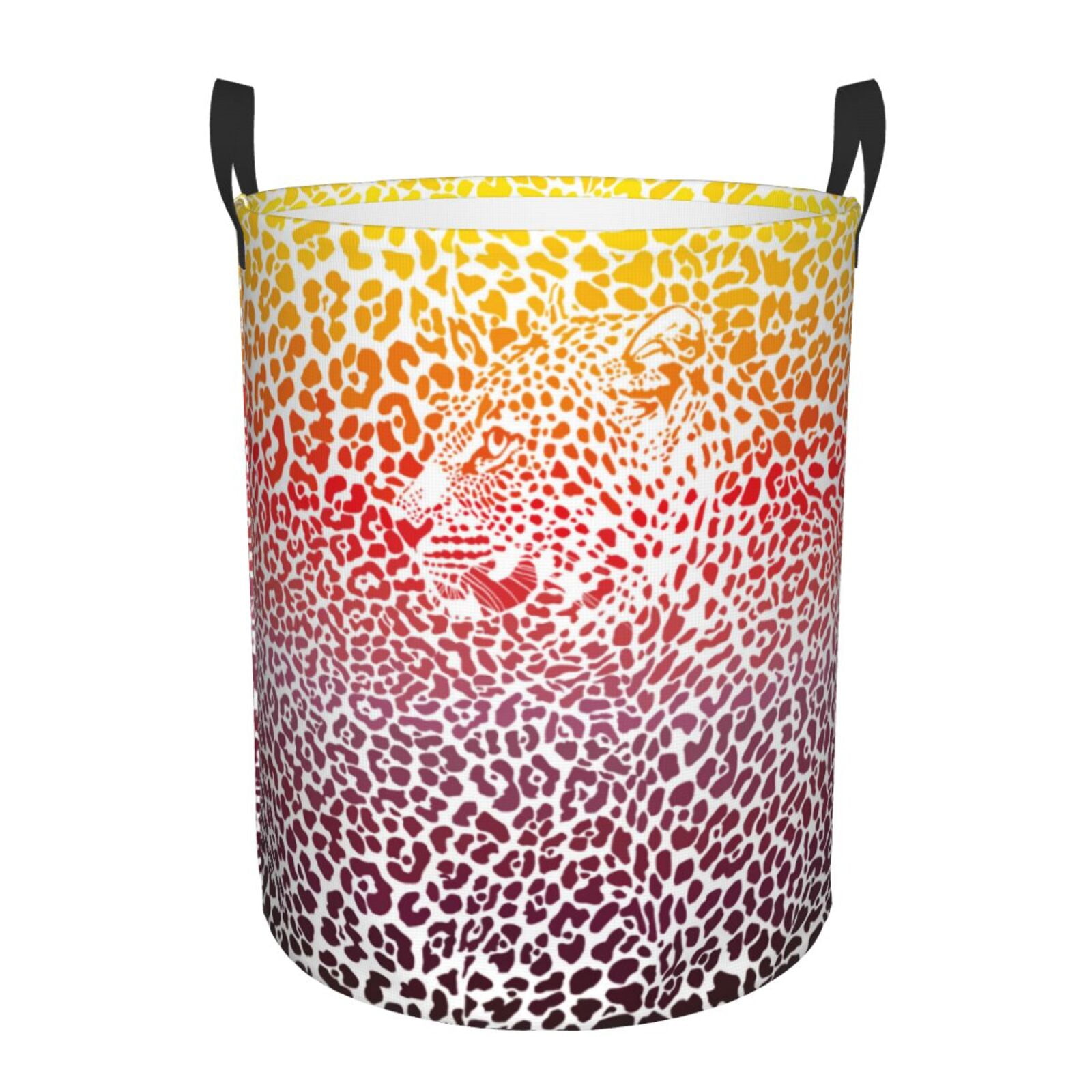 Grey Leopard Laundry Basket