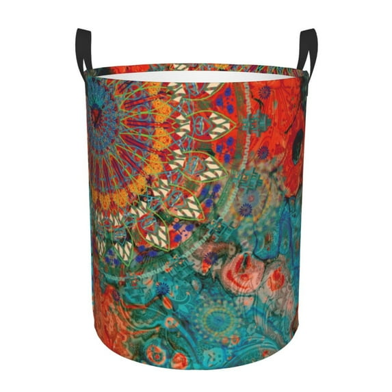 Laundry Basket, Mandala Colorful Laundry Hamper Waterproof Laundry Bag Clothes Hamper Laundry Bin with Handles for Bedroom, Living Room, Kids Room