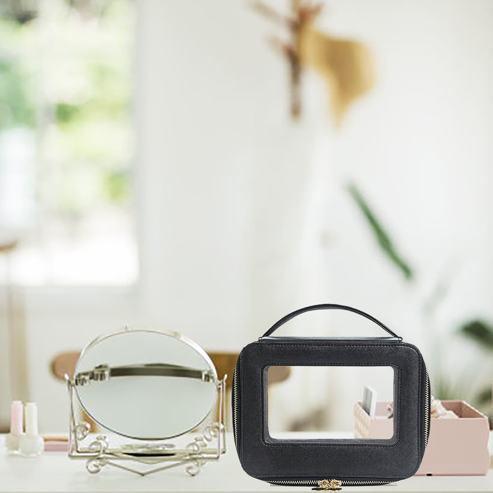 Laundry Basket Plastic Square Portable Makeup Organizer Bag Elegant