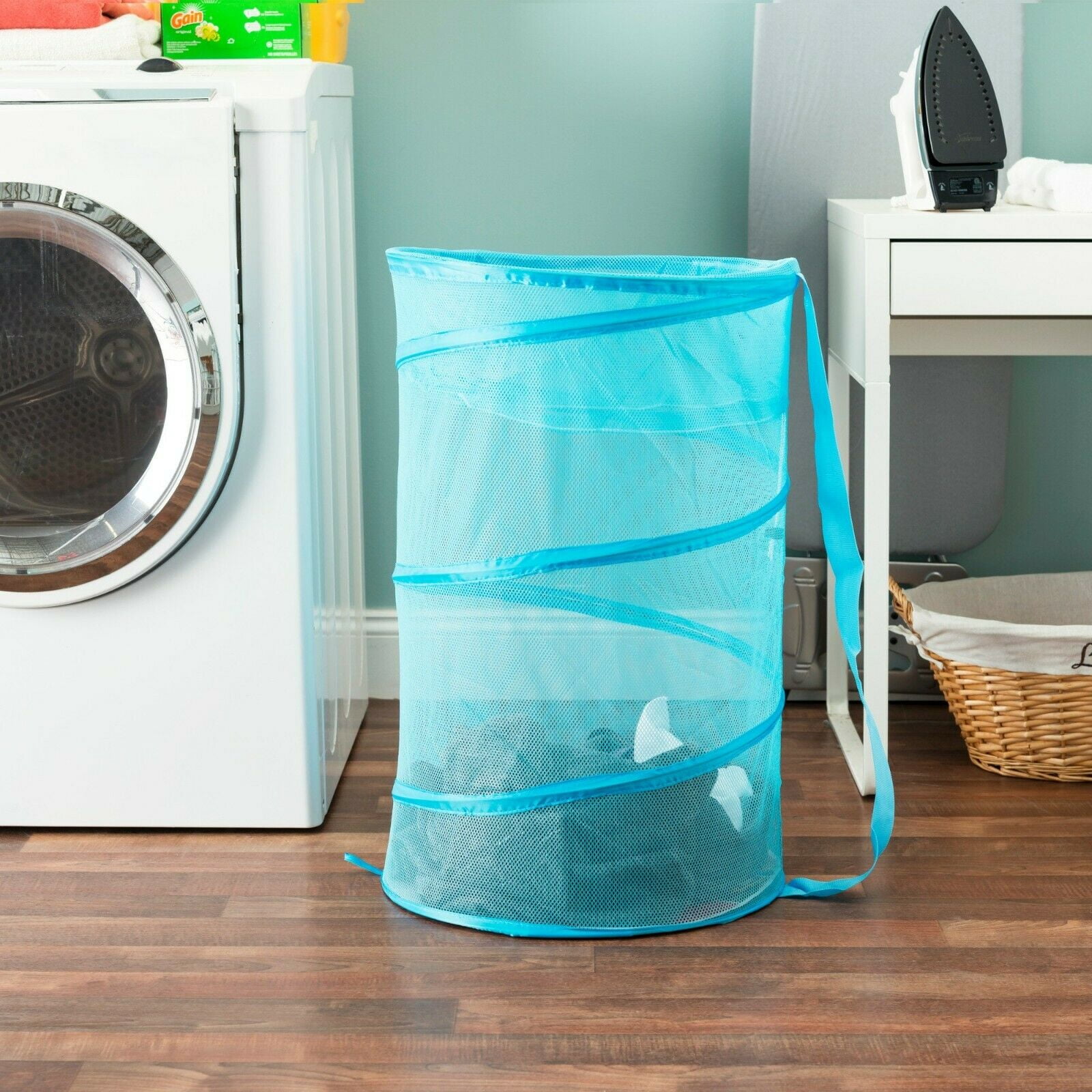 Pop Up Foldable Laundry Basket Mesh Hamper Washing Clothes Bag Storage Bin  NGL-1