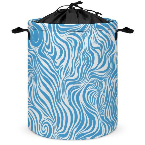 Laundry Basket Pull-Out Convenient Top Dust-Proof Bundle Mouth Design Is Not Moldy Built-In Waterproof Coating Zebra Print Style LightBLue_1 13.8×17.3in