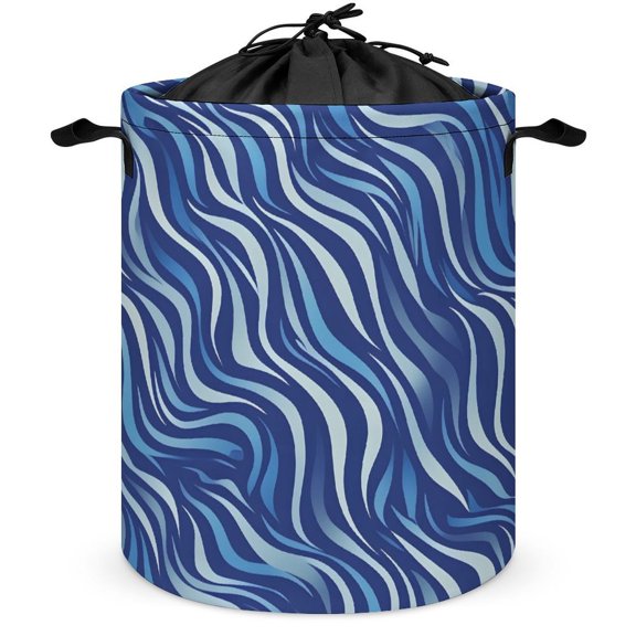Laundry Basket Pull-Out Convenient Top Dust-Proof Bundle Mouth Design Is Not Moldy Built-In Waterproof Coating Zebra Print Style LightBLue_3 13.8×17.3in