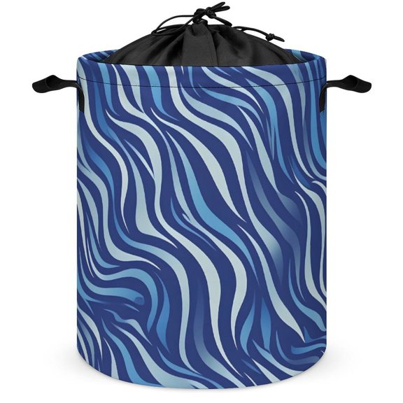 Laundry Basket Pull-Out Convenient Top Dust-Proof Bundle Mouth Design Is Not Moldy Built-In Waterproof Coating Zebra Print Style LightBLue_3 17.3×17.3in