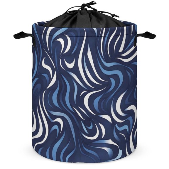 Laundry Basket Pull-Out Convenient Top Dust-Proof Bundle Mouth Design Is Not Moldy Built-In Waterproof Coating Zebra Print Style LightBLue_4 13.8×17.3in