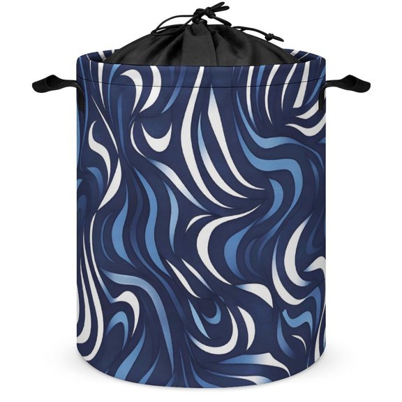 Laundry Basket Pull-Out Convenient Top Dust-Proof Bundle Mouth Design Is Not Moldy Built-In Waterproof Coating Zebra Print Style LightBLue_4 17.3×17.3in