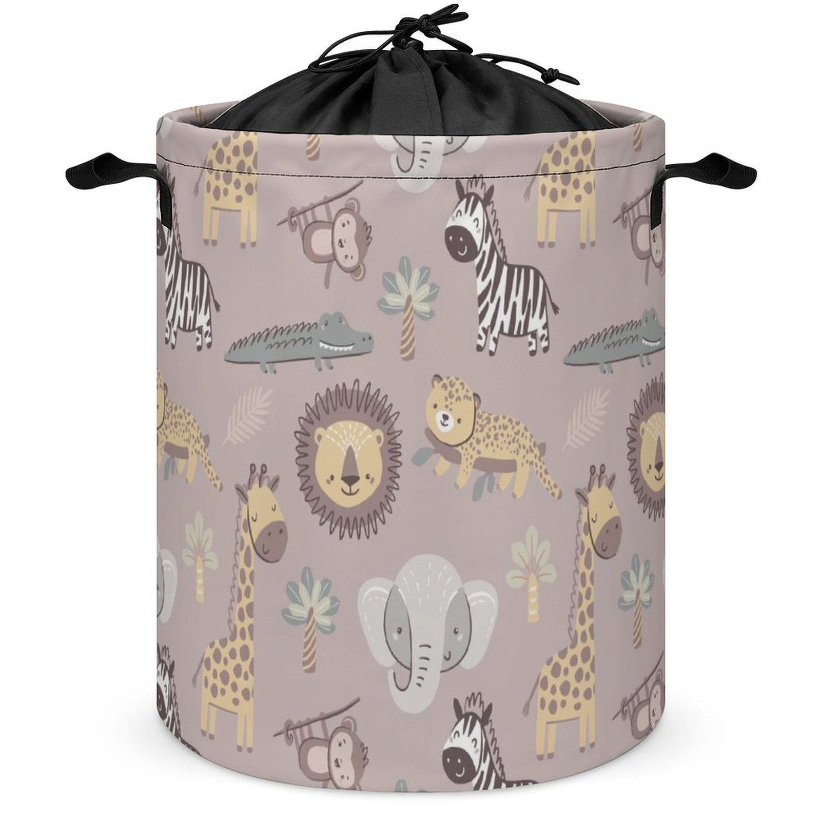 Senya Jungle Leopard Large Collapsible Storage Basket | Laundry Hamper & Toy Organizer With Handles