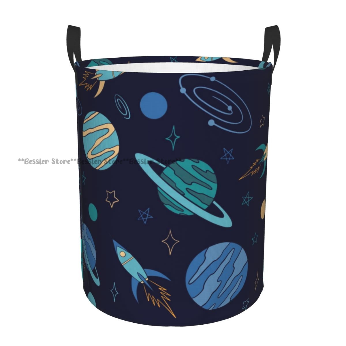 Laundry Basket Spaceships And Planets Pattern Round Storage Bin ...
