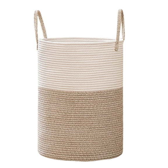 Laundry Basket, Storage Hamper - Loetky Woven Hamper, Cotton Rope for Blankets Toys and Clothes Organization - Brown Medium