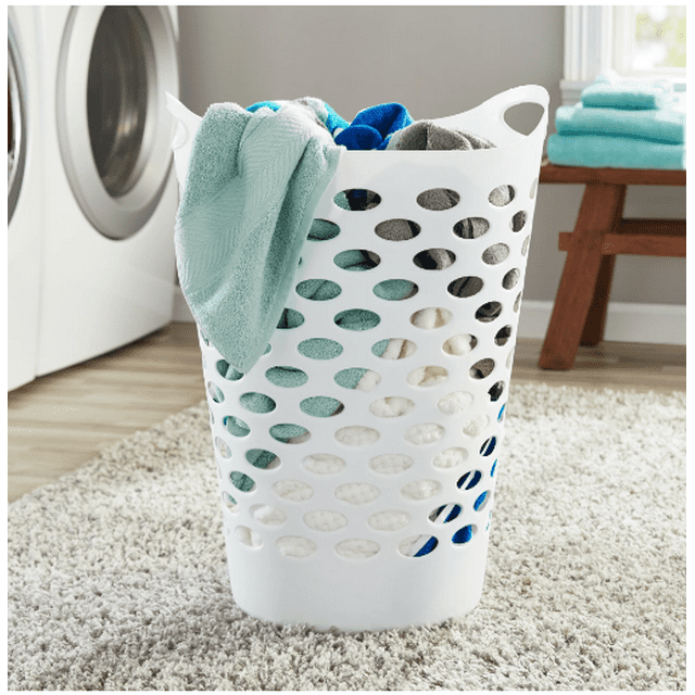 Laundry Basket Tall Flex Laundry Basket 17.75" x 17.25" x 26", White (1