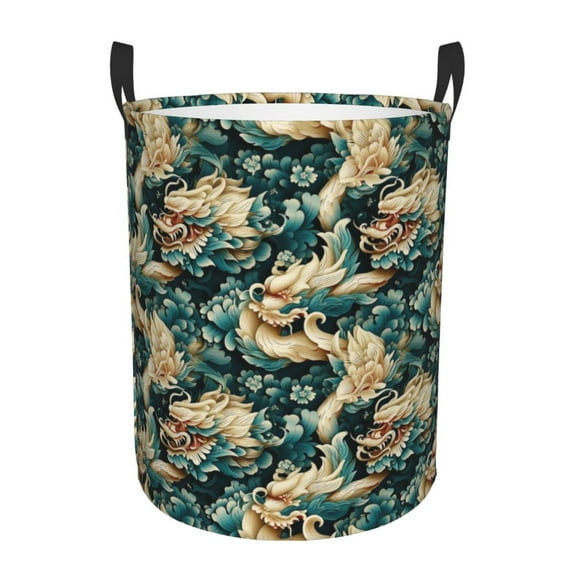 Laundry Basket, Traditional Clouds Dragon Laundry Hamper Waterproof Laundry Bag Clothes Hamper Laundry Bin with Handles for Bedroom, Living Room, Kids Room