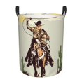 Laundry Basket Vintage Cowboy Riding Horse Freestanding Laundry