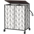 thumbnail image 1 of Laundry Basket with Wheels, Heavy Duty Laundry Hamper with Wood Lid, Clothes Hamper with Divided Removable Liner Bag, Large Capacity Iron-Made Laundry Sorter Laundry Room Organization (Beige), 1 of 7