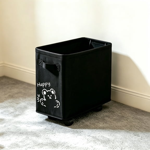 Laundry Basket with Wheels – Oxford Cloth Foldable Tall Thin Storages Box, Mobile Rolling Container with Handle | Laundrys Room Offices Dorm Study Clothes Organizer Portable Space Saving Solution