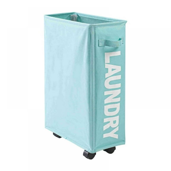Laundry Basket on Wheels, Waterproof Slim Laundry Storage Hamper Corner Storage Bag Collapsible Tall Thin Dirty Laundry Hamper Flexible Handle Laundry Box for Bedroom, Hotel
