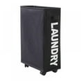 thumbnail image 1 of Laundry Basket on Wheels, Waterproof Slim Laundry Storage Hamper Corner Storage Bag Collapsible Tall Thin Dirty Laundry Hamper Flexible Handle Laundry Box for Bedroom, Hotel, 1 of 9