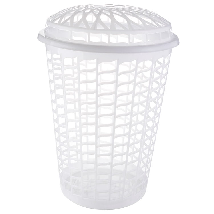 Laundry Basket White Bin with Lid
