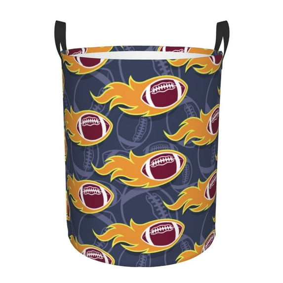 Laundry Basket, cool American football navyblue Laundry Hamper Waterproof Laundry Bag Clothes Hamper Laundry Bin with Handles for Bedroom, Living Room, Kids Room
