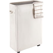 Laundry Basket on Wheels, Caroeas Slim Laundry Hamper Collapsible with Note Cards Waterproof Corner Hamper with Lid Breathable Mesh Cover (Slim 22"