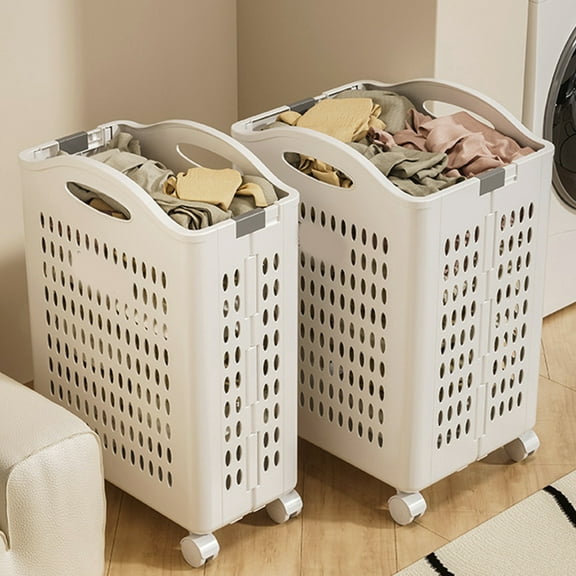 Laundry Basket under $5! CQCYD Foldable Hamper with Wheels Portable Dirty Clothes Organizer for Toys Storage Multi Functional Handle Easy Assembly