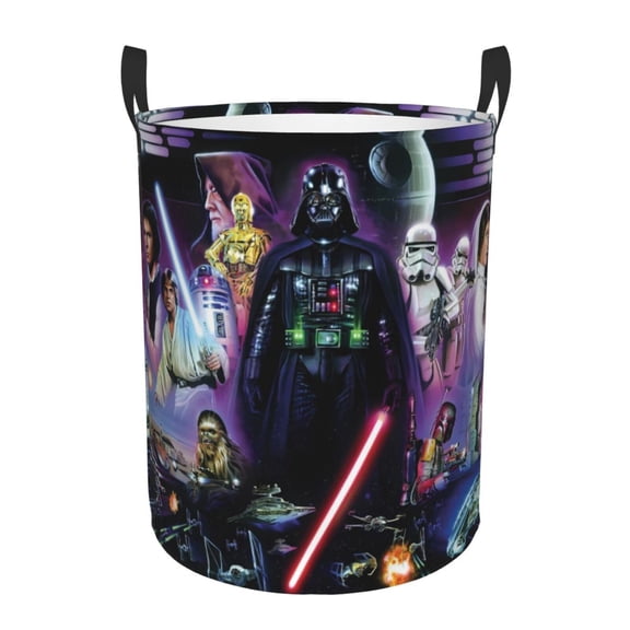 Laundry Basket with Handles Darth Vader Circular Hamper Dirty Clothes Storage Basket For Home Bathroom Medium