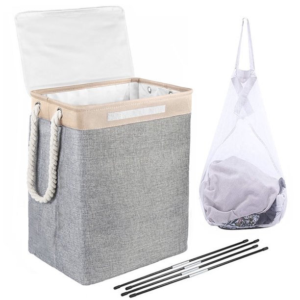 Laundry Basket with Lid, 66L Laundry Basket Clothes Hamper, Collapsible