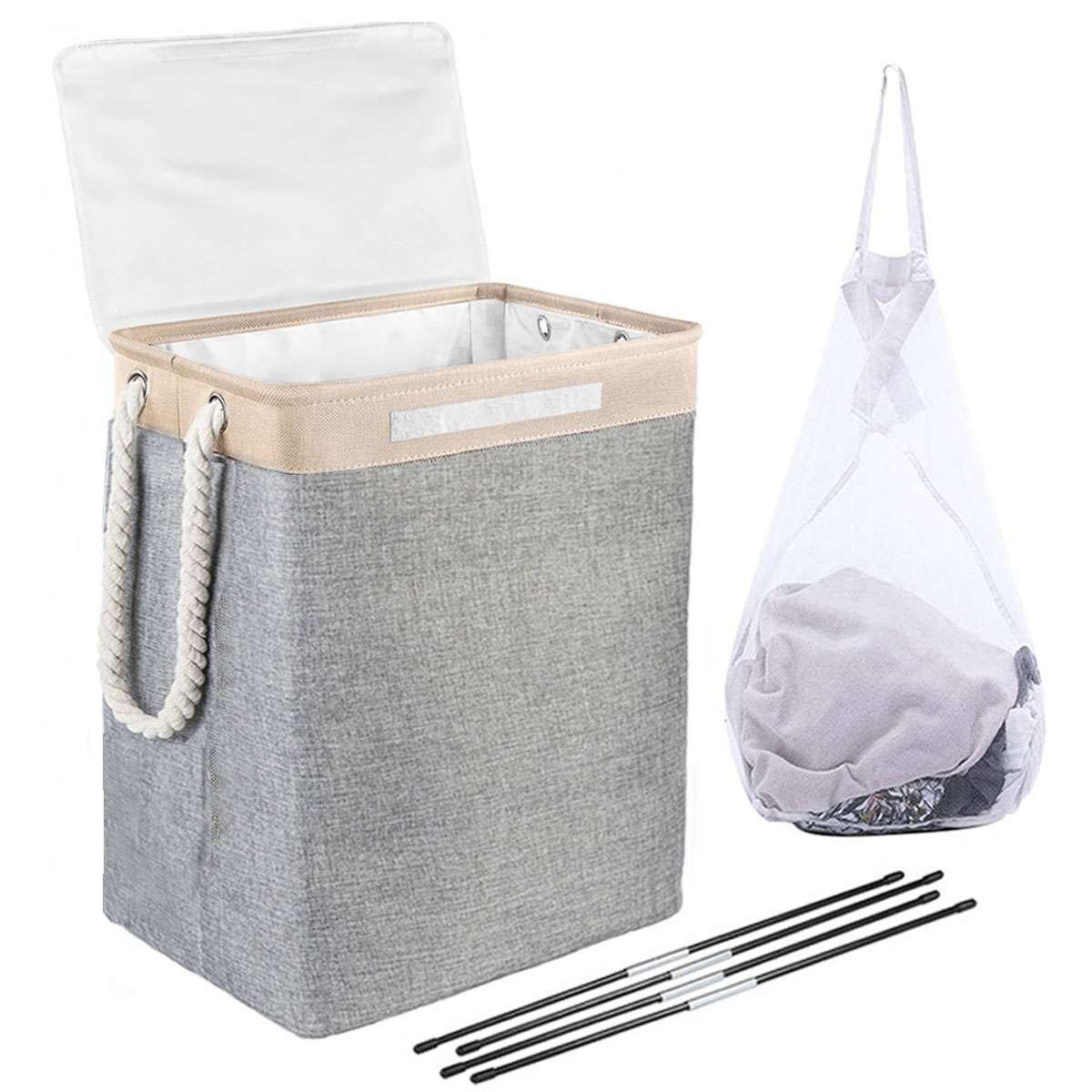 Laundry Basket with Lid, 72L Large Collapsible Laundry Hamper with