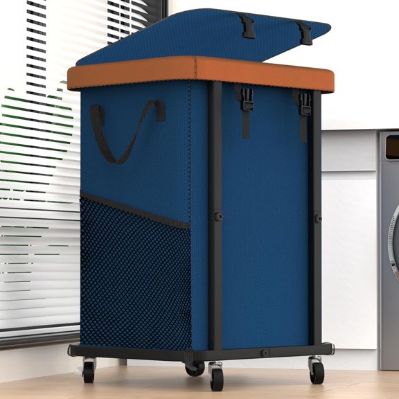 Laundry Basket with Wheels,150L (40 Gal) Rolling Hamper Carts - Navy Blue
