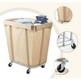 thumbnail image 1 of Laundry Basket with Wheels 320L Hotel Large Clothes Basket with Waterproof Oxford Basket and Sturdy Steel Frame Beige, 1 of 8
