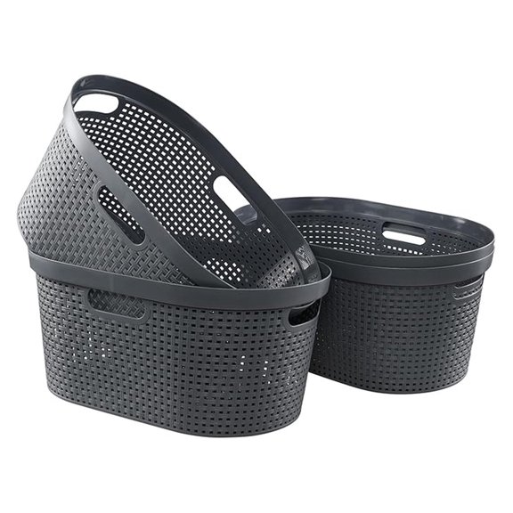 Laundry Baskets 4 Pack, 40L Large Plastic Hamper with Handles - Collapsible Mesh Laundry Storage for Clothes, Space Saving Nesting Design, Bedroom, Bathroom, Dorm