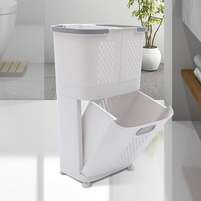 Laundry Baskets with Wheels Detachable, 2tier Laundry Basket Cart