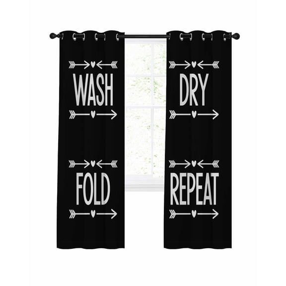 Laundry Blackout Curtains 63 Inch Length Wash Dry Fold Repeat Arrows Love Heart Black Thermal Insulated Window Curtain Window Drapes 2 Panels for Bedroom Living Room 42"Wx63"L