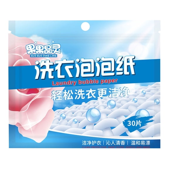 Laundry Bubble Paper With 30 Sheets For Washing Machine - Easy To Use, Deep Cleansing, Long - Lasting Fragrance - For Home, Apartment, Dormitory, Travel