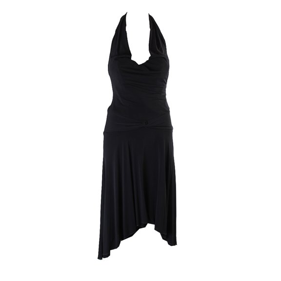 Laundry By Shelli Segal Black Drape-Neck Hi-Lo Halter Dress 12