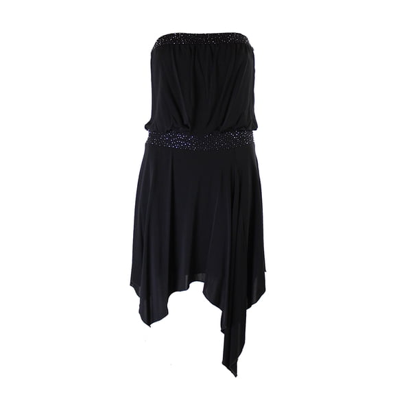 Laundry By Shelli Segal Black Strapless Bead-Trim Chiffon Dress 0