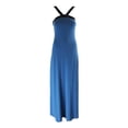 thumbnail image 1 of Laundry By Shelli Segal Blue Beaded-Strap Halter Gown 2, 1 of 1