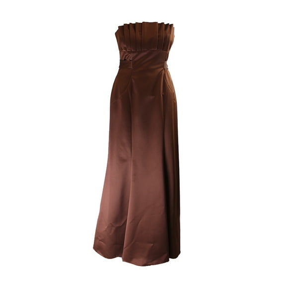 Laundry By Shelli Segal Brown  Strapless Pleated Tide-Back Dress 4