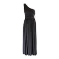 thumbnail image 1 of Laundry By Shelli Segal Charcoal One-Shoulder Ruched Maxi Dress 2, 1 of 1