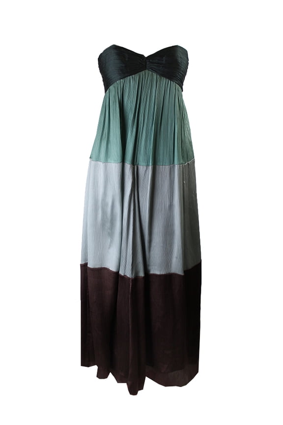 Laundry By Shelli Segal Green Strapless Colorblocked Gown 2
