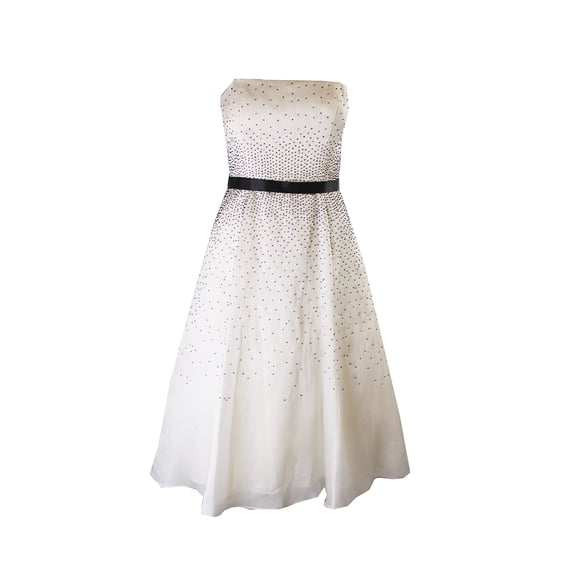 Laundry By Shelli Segal Ivory Strapless Beaded Dress 10