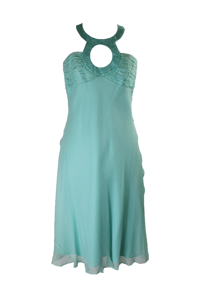 Laundry By Shelli Segal Mint Keyhole Beaded Halter Dress 12