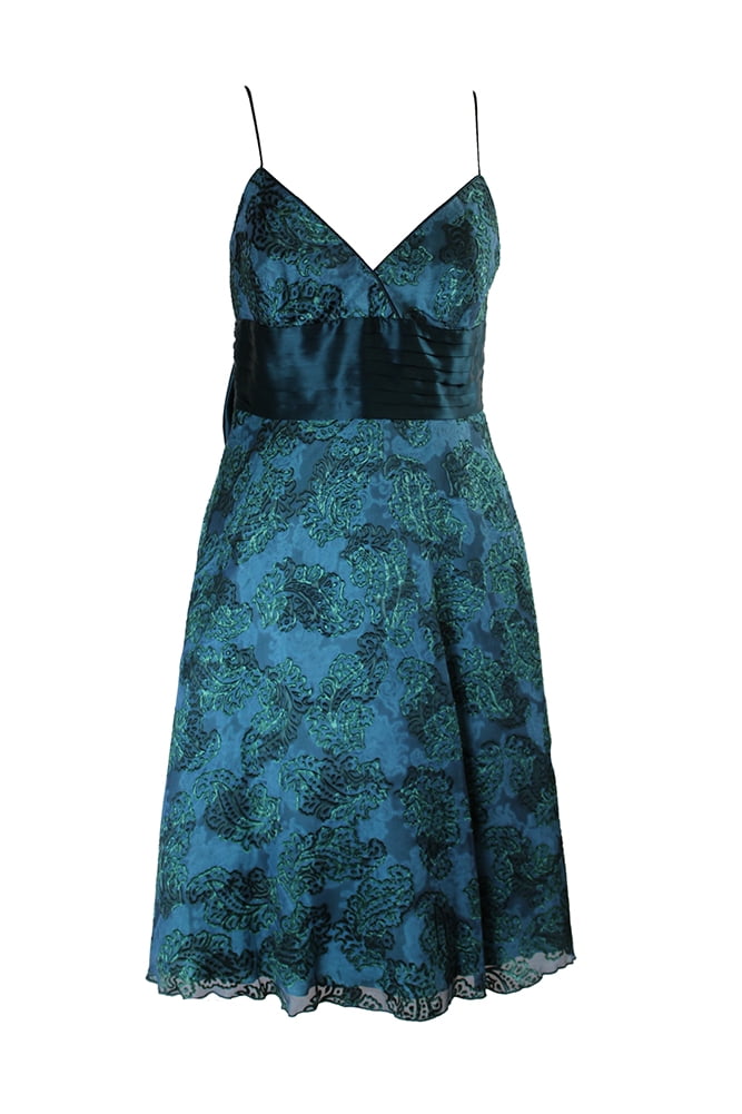 Laundry By Shelli Segal Teal Spaghetti Strap Burnout Textured Dress 12