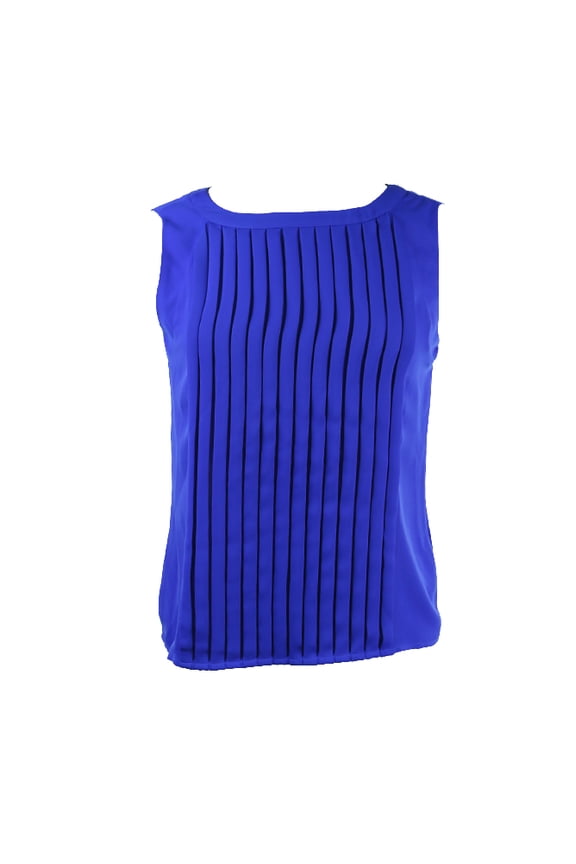 Womens Blue Pleated Front Top